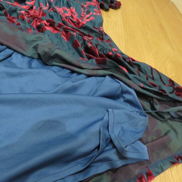 ESHAKTI WAYWARD FANCIES Floral Velvet Burnout Smocked Waist Tiered Dress Evening - Picture 14 of 16